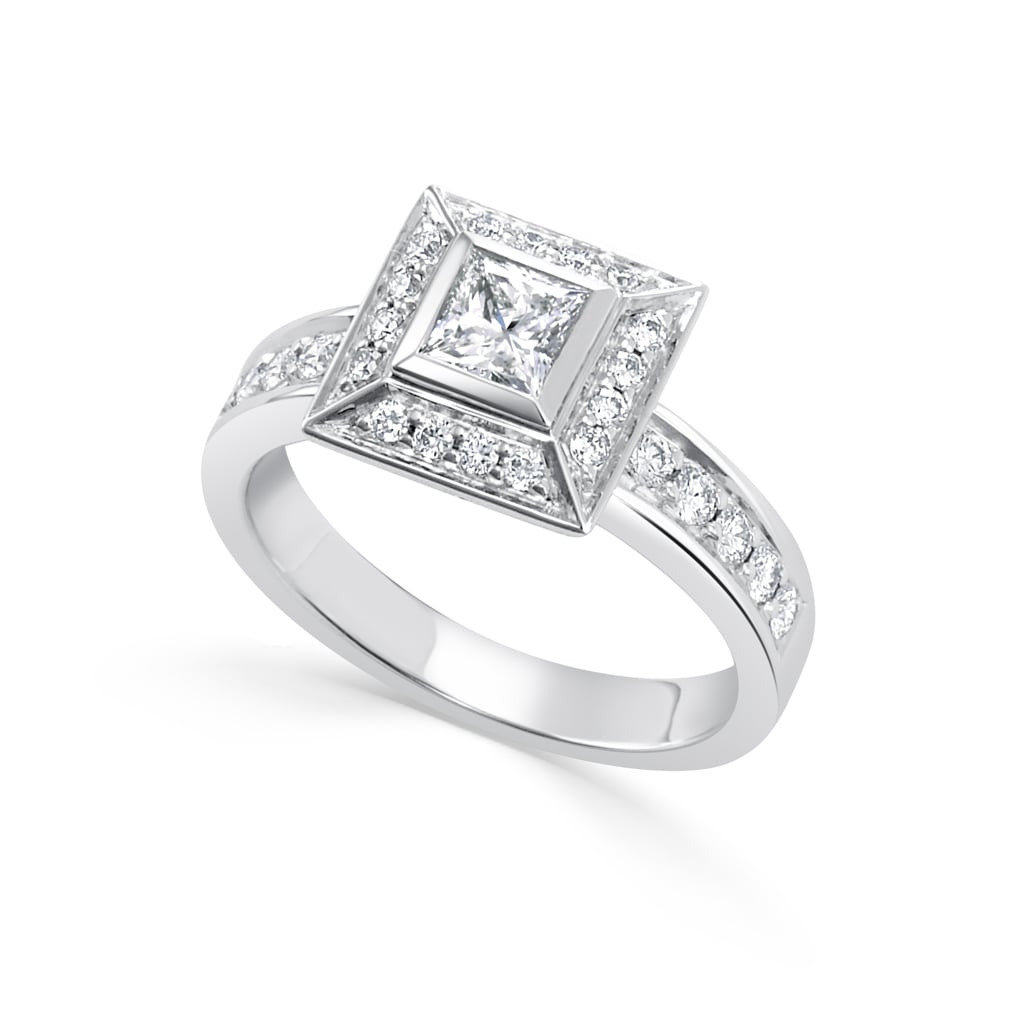 Turned Princess Cut Engagement Ring - 14K Solid Gold | Rito Originals