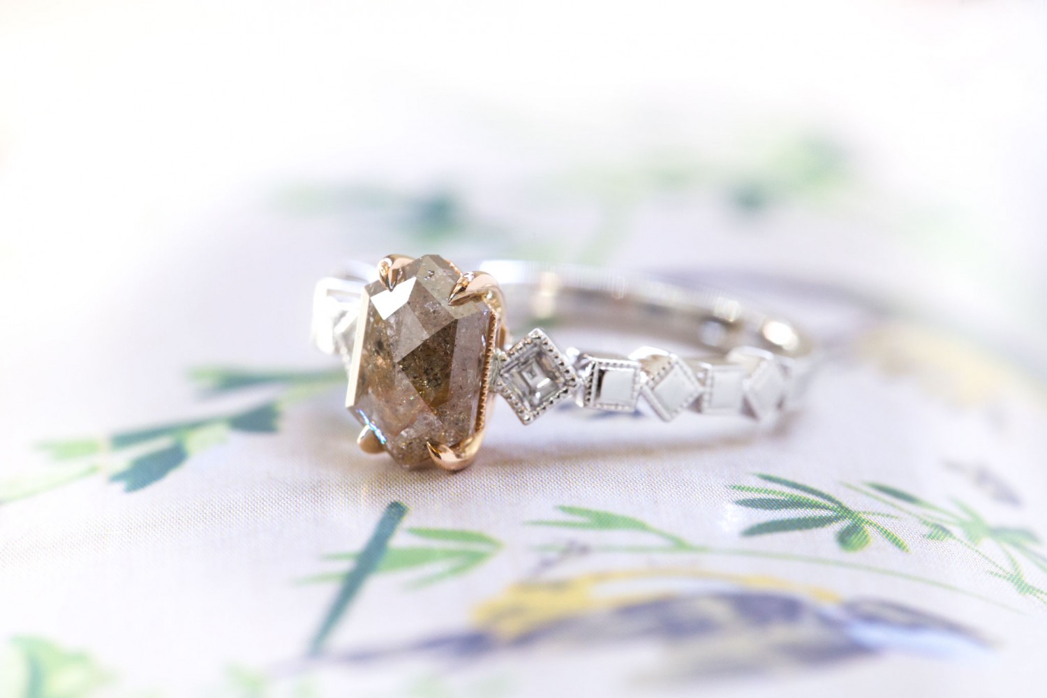 princess cut salt and pepper diamond